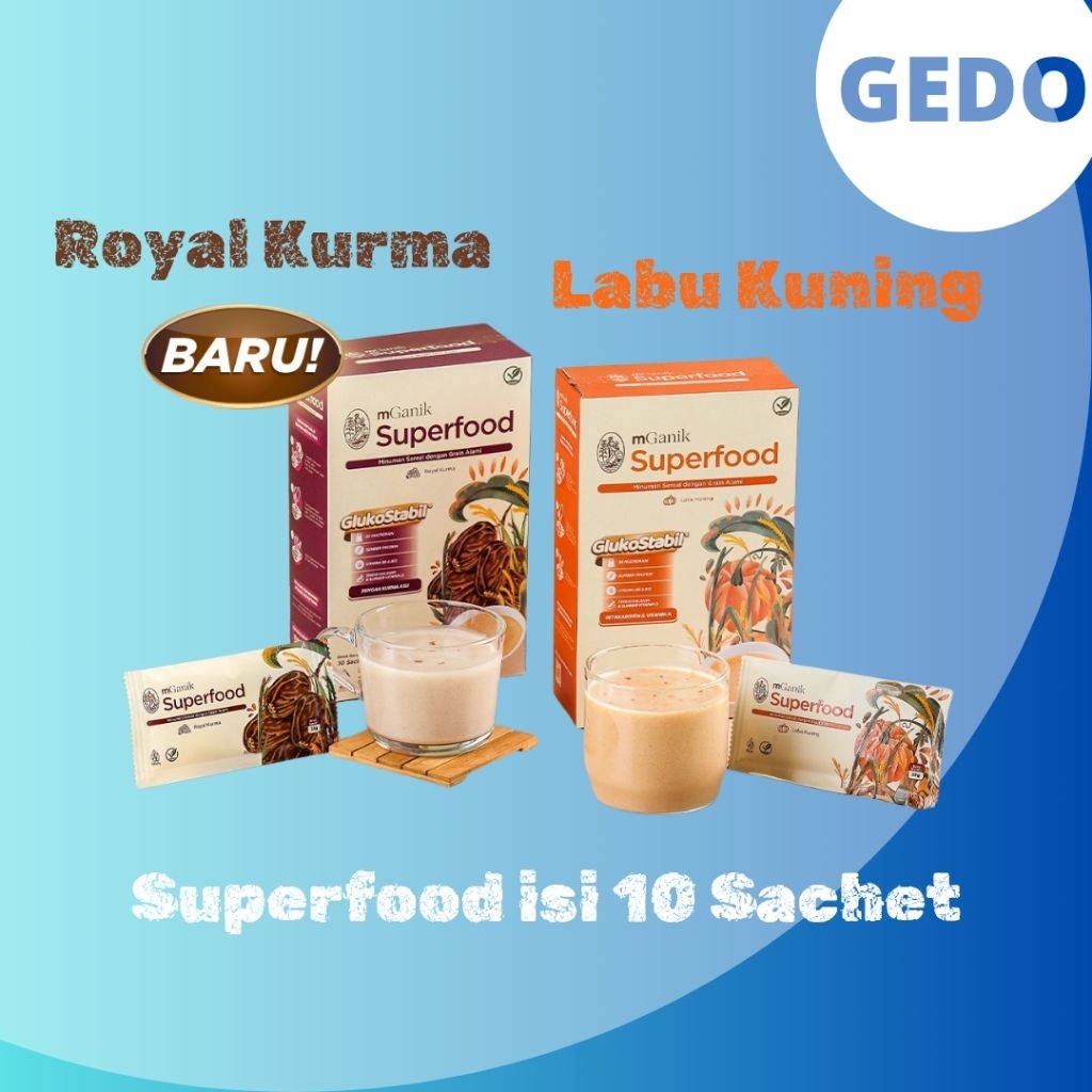 

mGanik Superfood Pumpkin Labu Kuning 250gr & Mganik Superfood Royal Kurma 250gr 1Box isi 10 Sachet