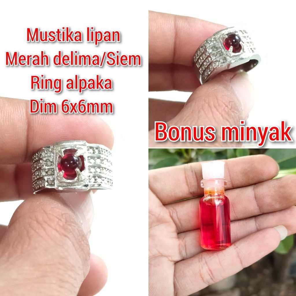 CINCIN PRIA MUSTIKA LIPAN MERAH DELIMA+BONUS MINYAK RING ALPAKA
