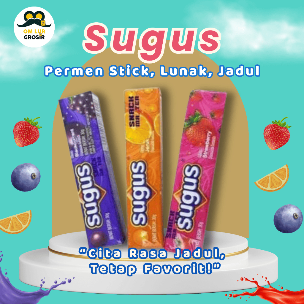 

Permen Sugus, Sugus Chewy Candy, Sugus Permen Rasa Jeruk, Strawberry, Blackcurrant