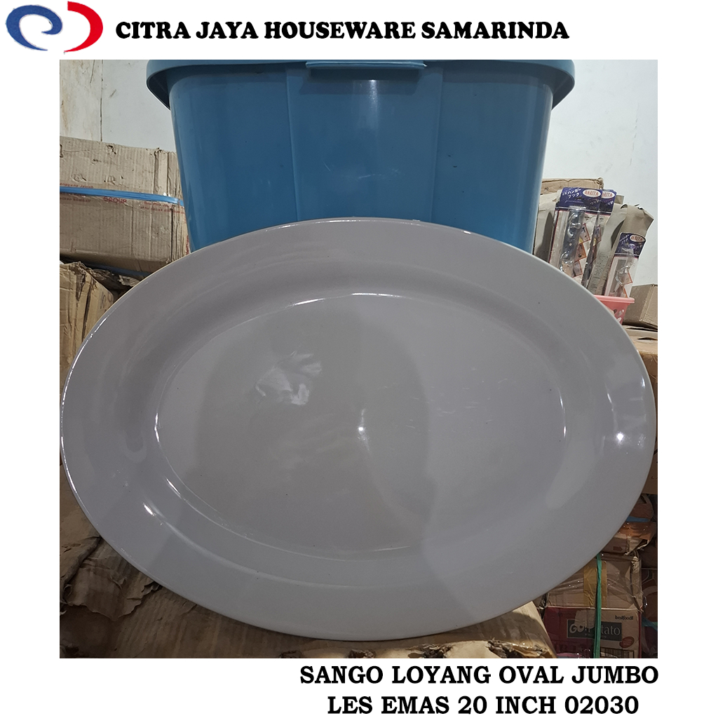 Piring Oval / Loyang Oval Keramik Jumbo 20 Inch Les Emas SANGO 02030 (Per 1 Pcs)