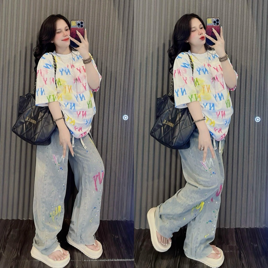 SETELAN MLB KAOS WANITA SET NY KAOS CELA WANIT