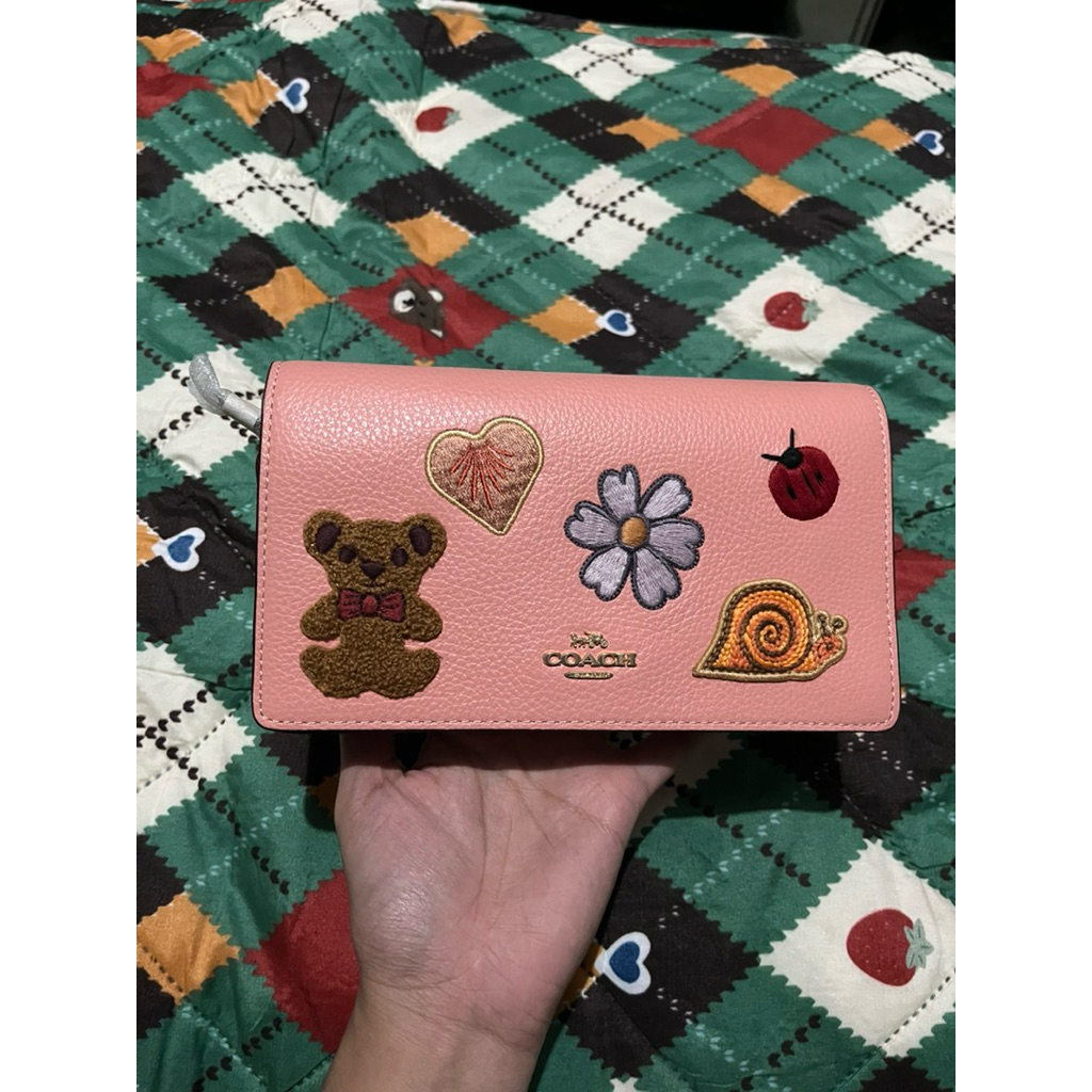 New ORI Coach CC469 Anna Flod Over Small Clutch Crossbody With Creature Patches