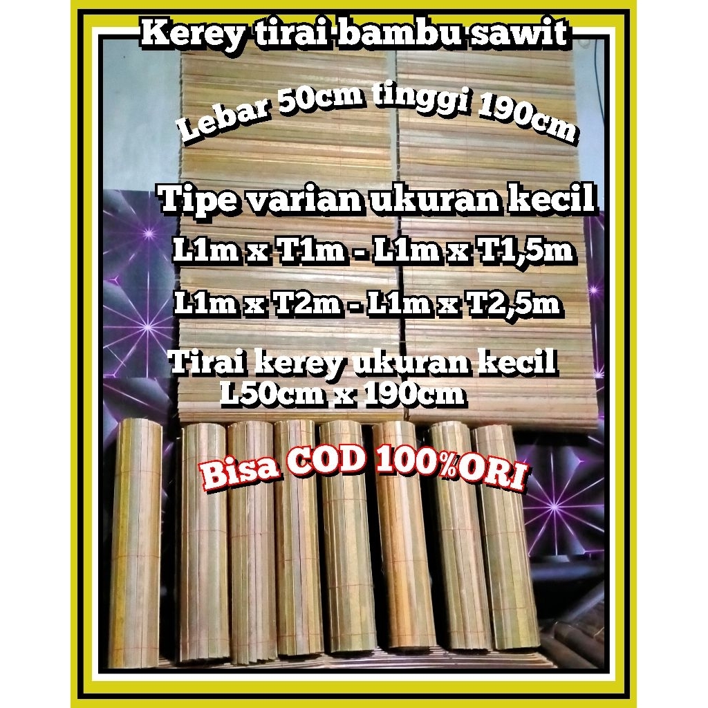 kerey tirai bambu 2x2-2x3 bonus tali gulung