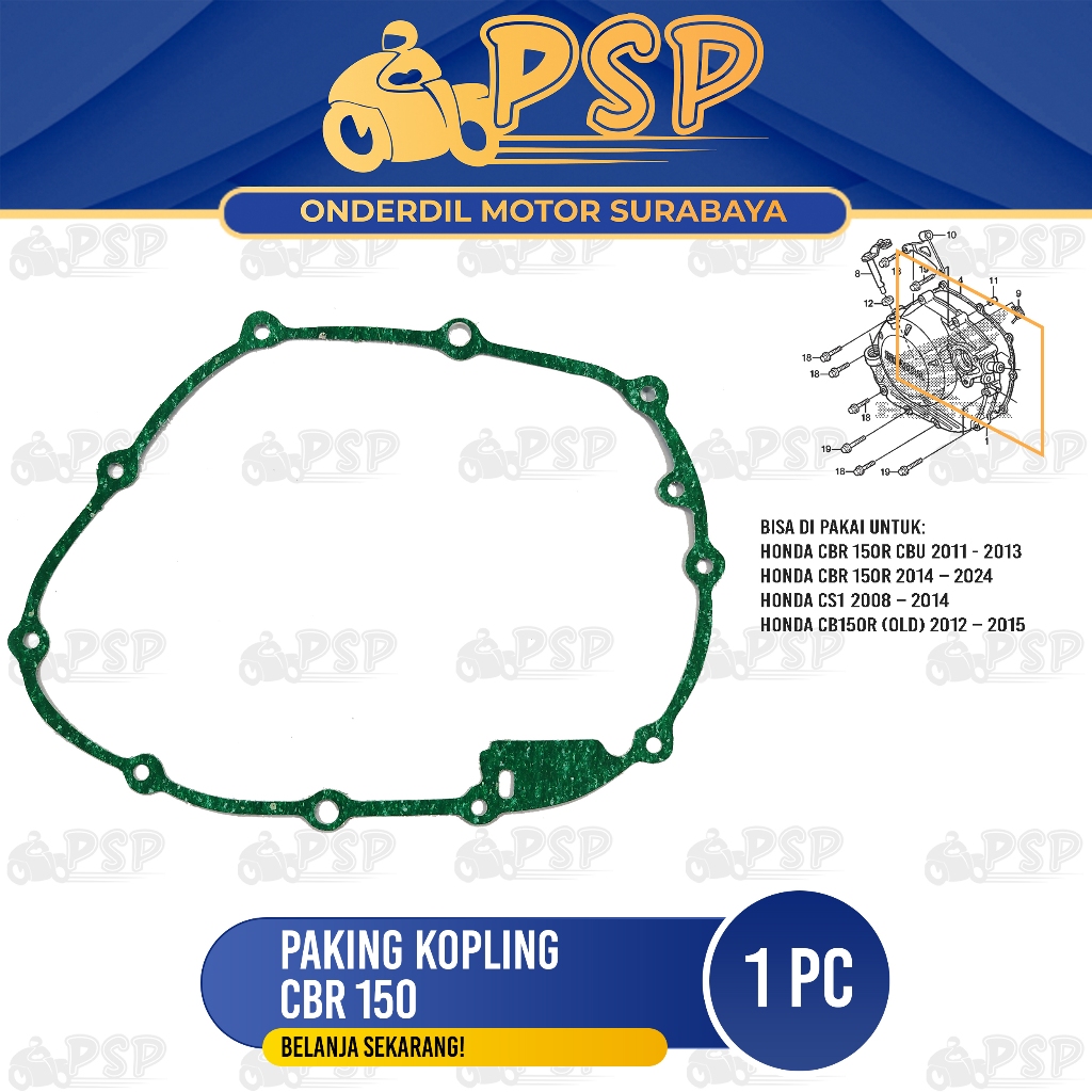 Paking Kopling CBR - Packing Gasket Perpak Kopleng Kupling Crankcase Kanan CBR 150 CBU  CB 150 R Old