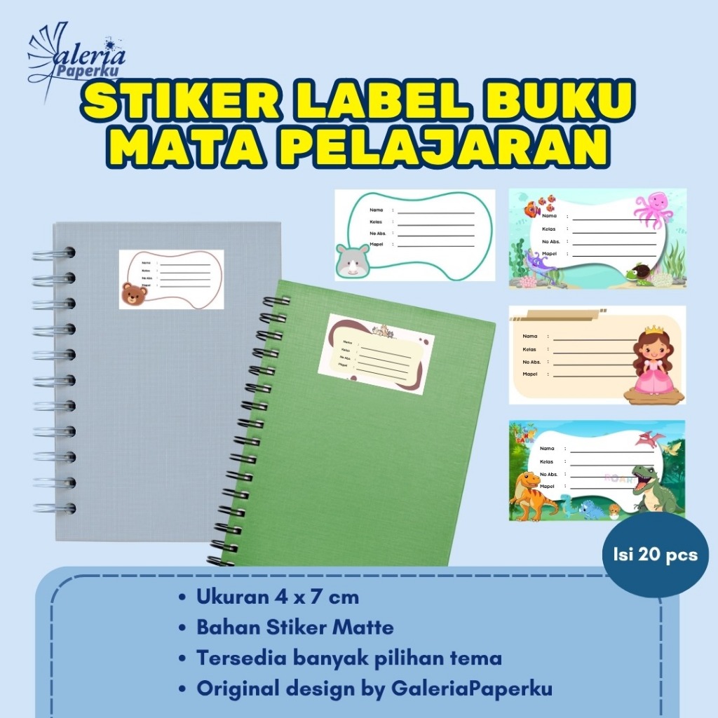 

Stiker Label Buku Mata Pelajaran Sekolah Isi 20 pcs - Stiker Label Mapel Nama Anak