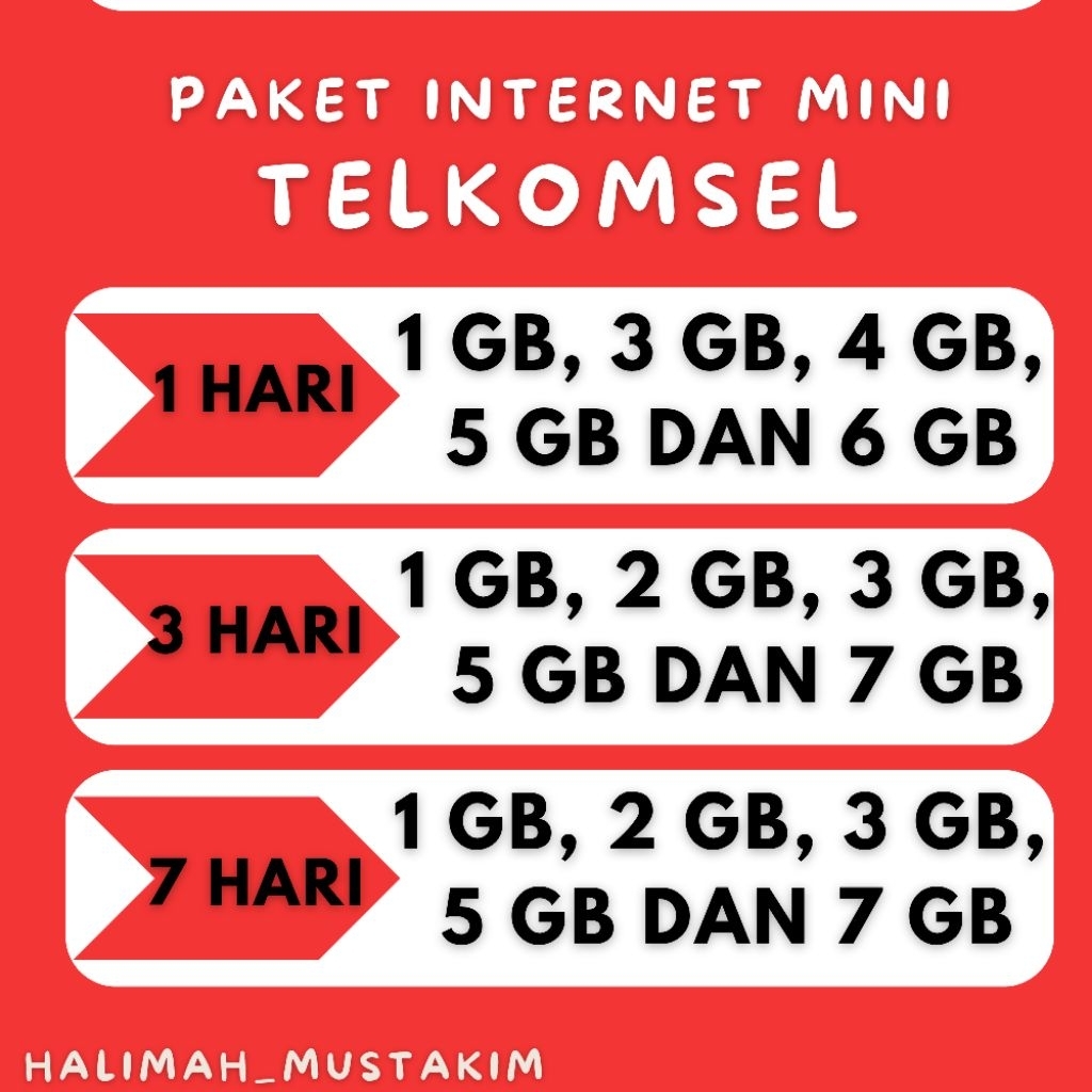 Paket Internet/ Kuota Telkomsel mini harian | kuota Telkomsel flash bulanan | kuota Telkomsel murah 