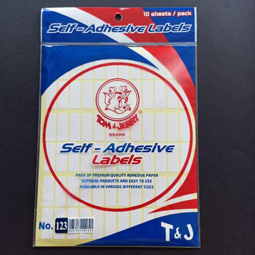 

Tom Jerry Label No.123 | Label Polos Ukuran 11X30mm Kotak | Self Adhesive 720 Labels