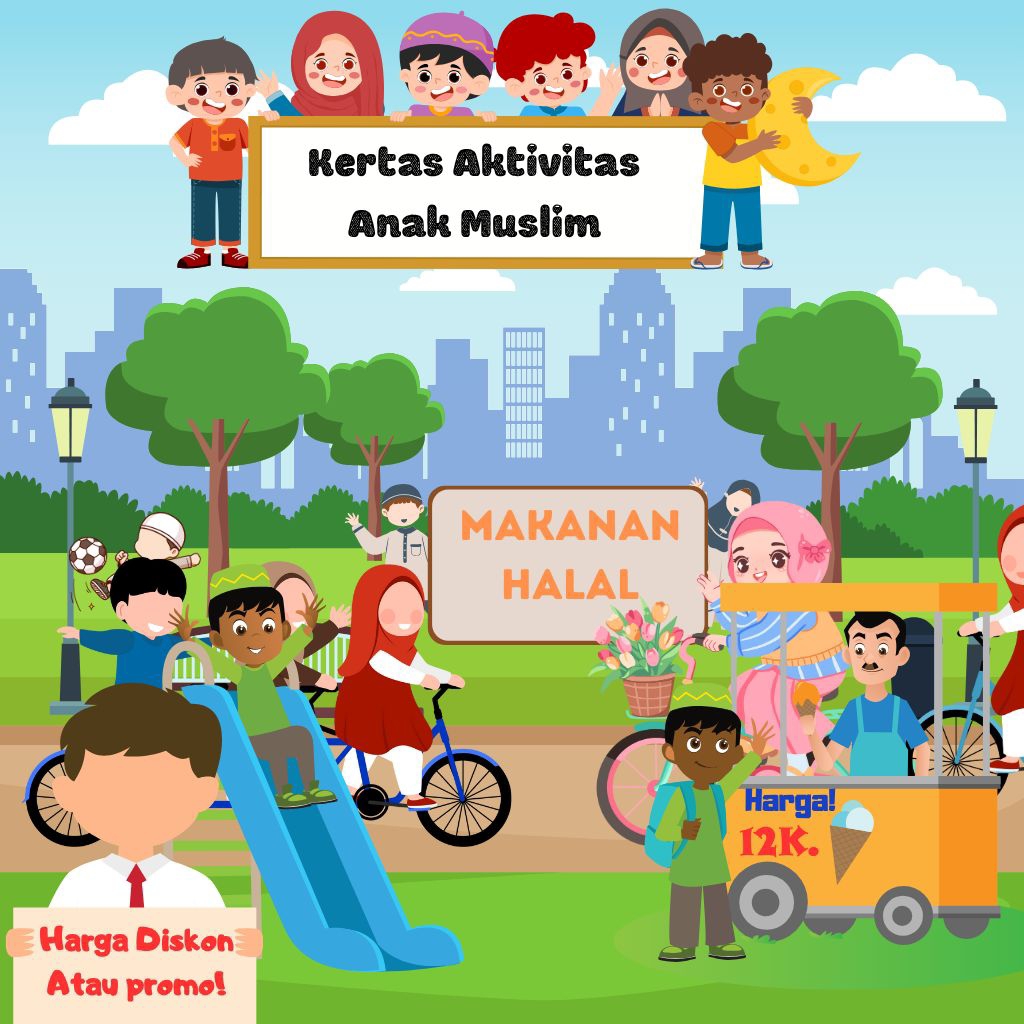 

19 Lembar Template atau Worksheet Kertas Aktivitas Anak Muslim. " Makanan Halal