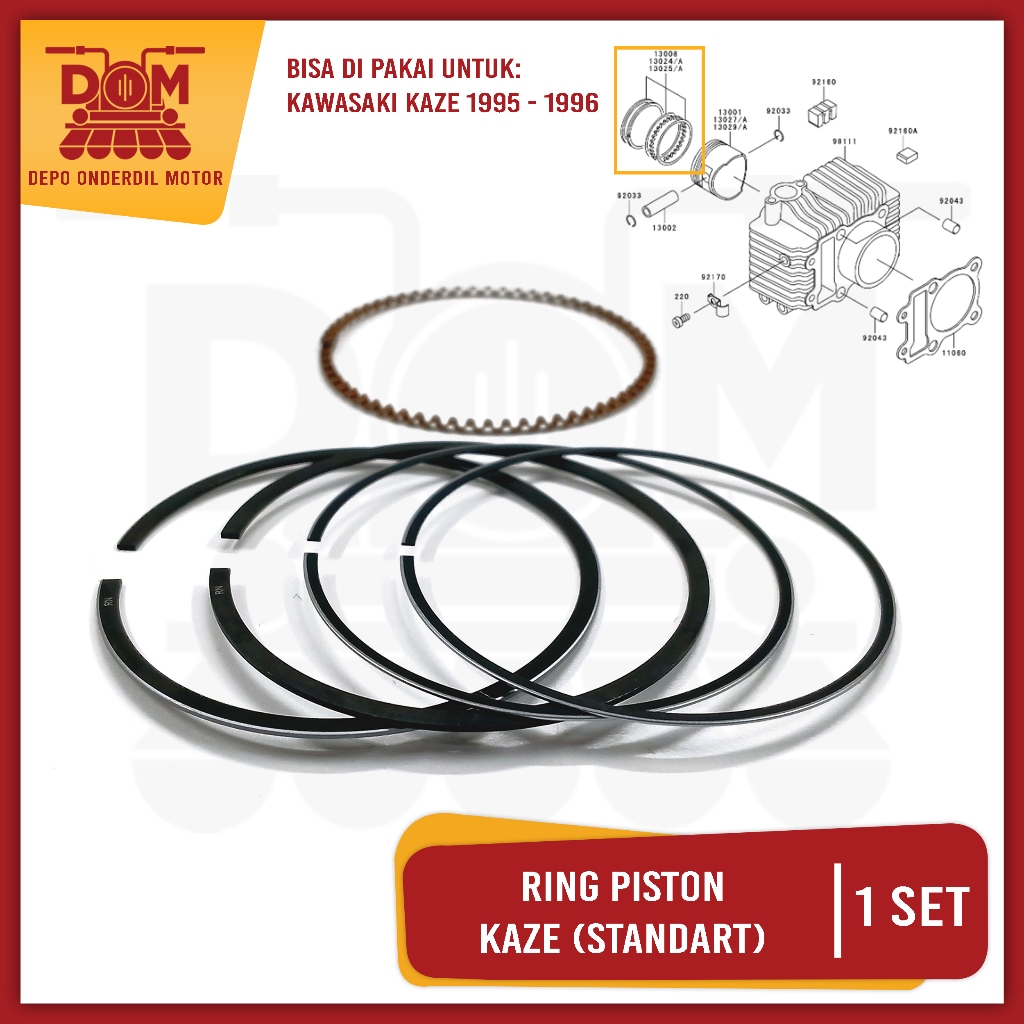 Ring Piston Set Kaze Standart (PSP) Piston Ring Kit Seker Seher OS STD 0 KAWASAKI Kaze