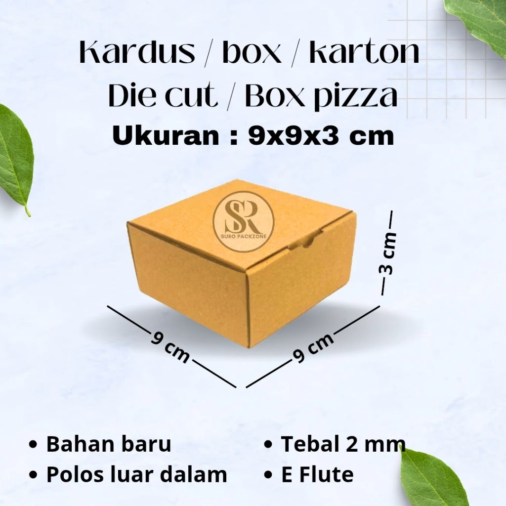 

Kardus 9x9x3 cm | Box Die Cut dan Easy Usage | Box Kue Tart | Box Aksesoris | Box Pizza