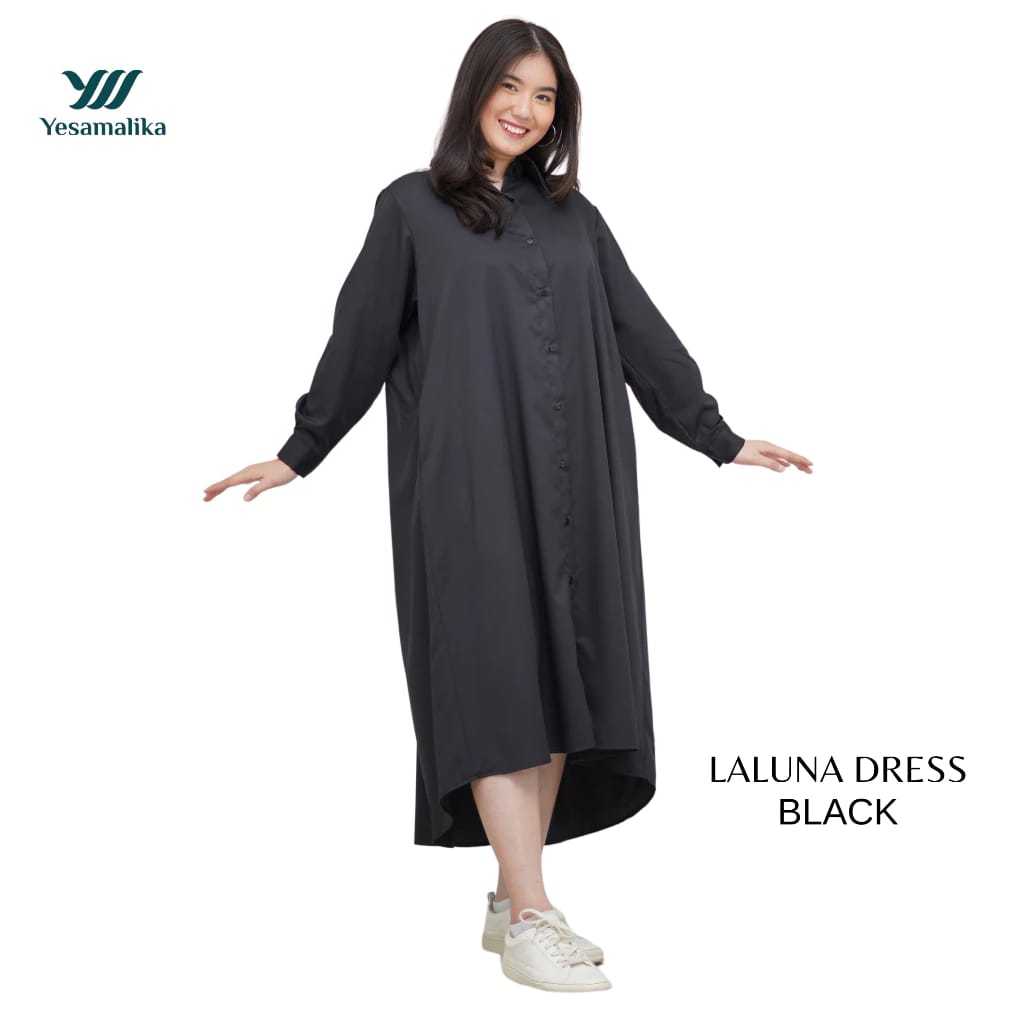 Fahri Olshop Midi dress Tunik Jumbo Polos Bahan Toyobo Full Kancing S M L XL XXL