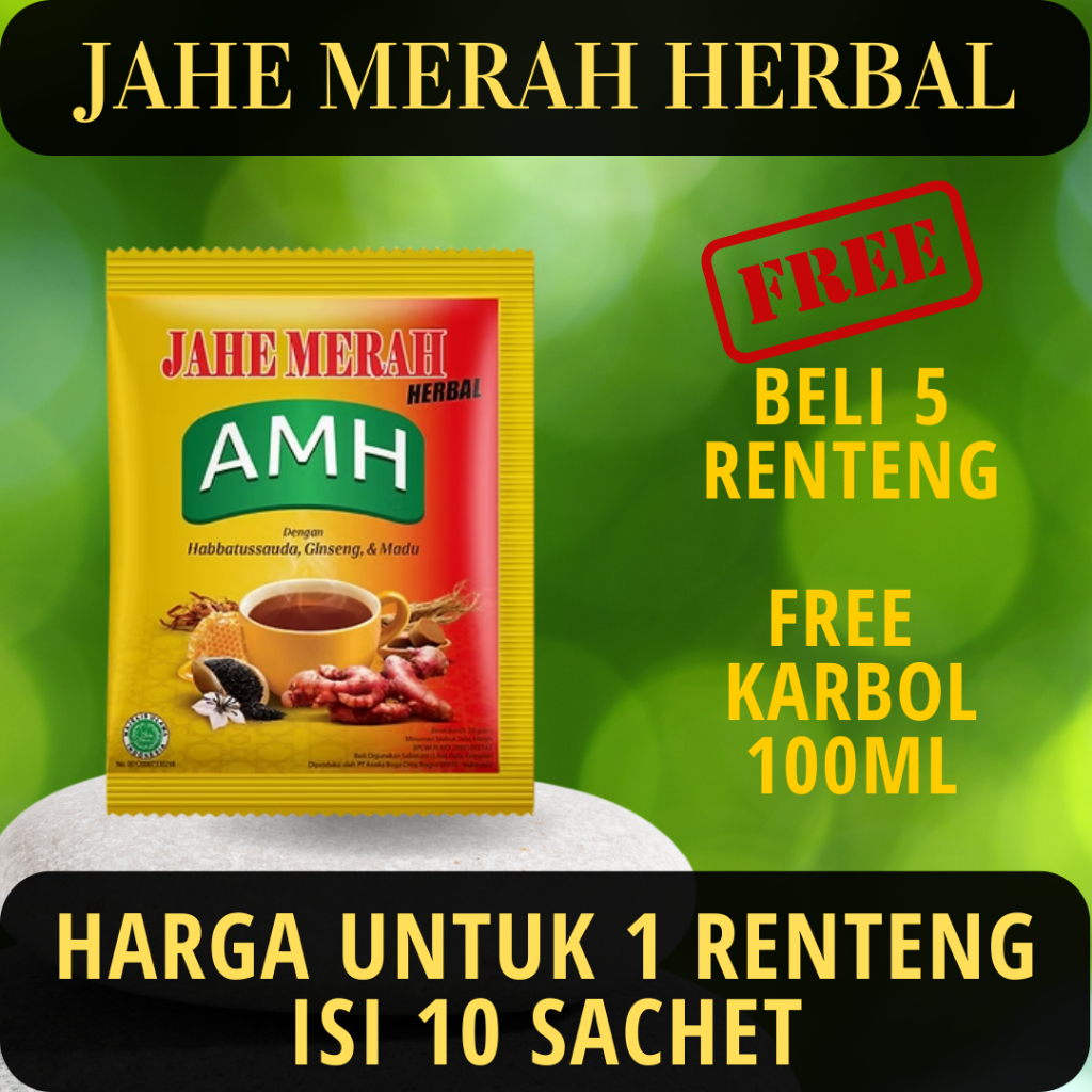 

[beli 5, free karbol] AMH Jahe merah Herbal [ORI] renceng 10 Sachet