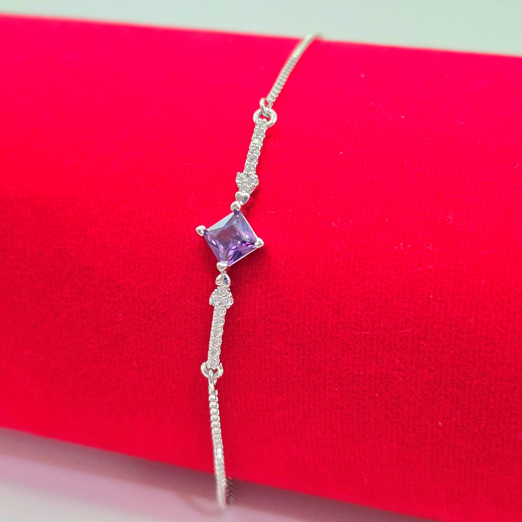 Gelang Serut Putih Mata Ungu