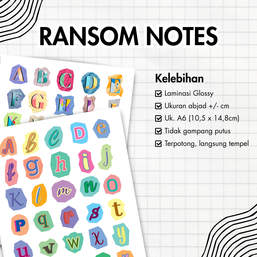 

RANSOM NOTES - Sticker Cute Scrapbook Journal Dekorasi Huruf abc Alphabet Ransom Deco Angka DIY letters planner paperbell