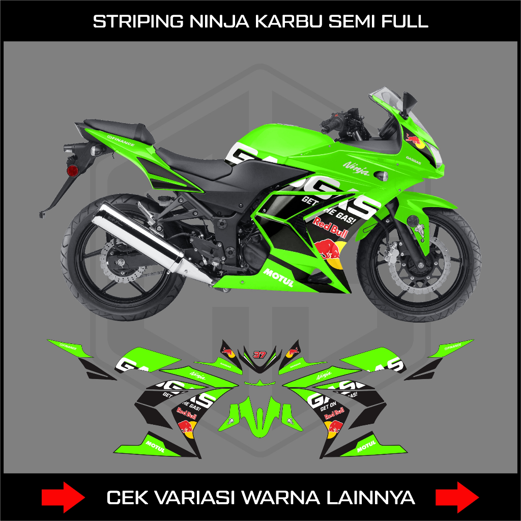 striping stiker ninja 250 karbu semifull / decal variasi kawasaki ninja karbu 250