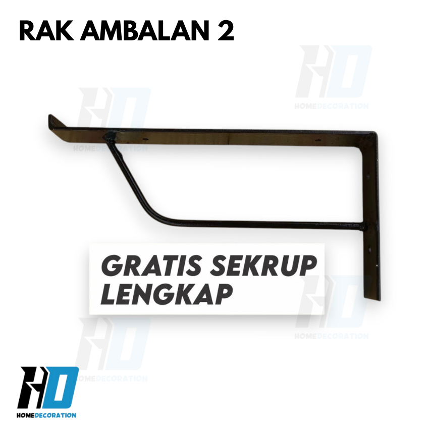 Siku Papan Bracket Besi Ambalan Dinding Lebar Extra 20 CM Free Sekrup