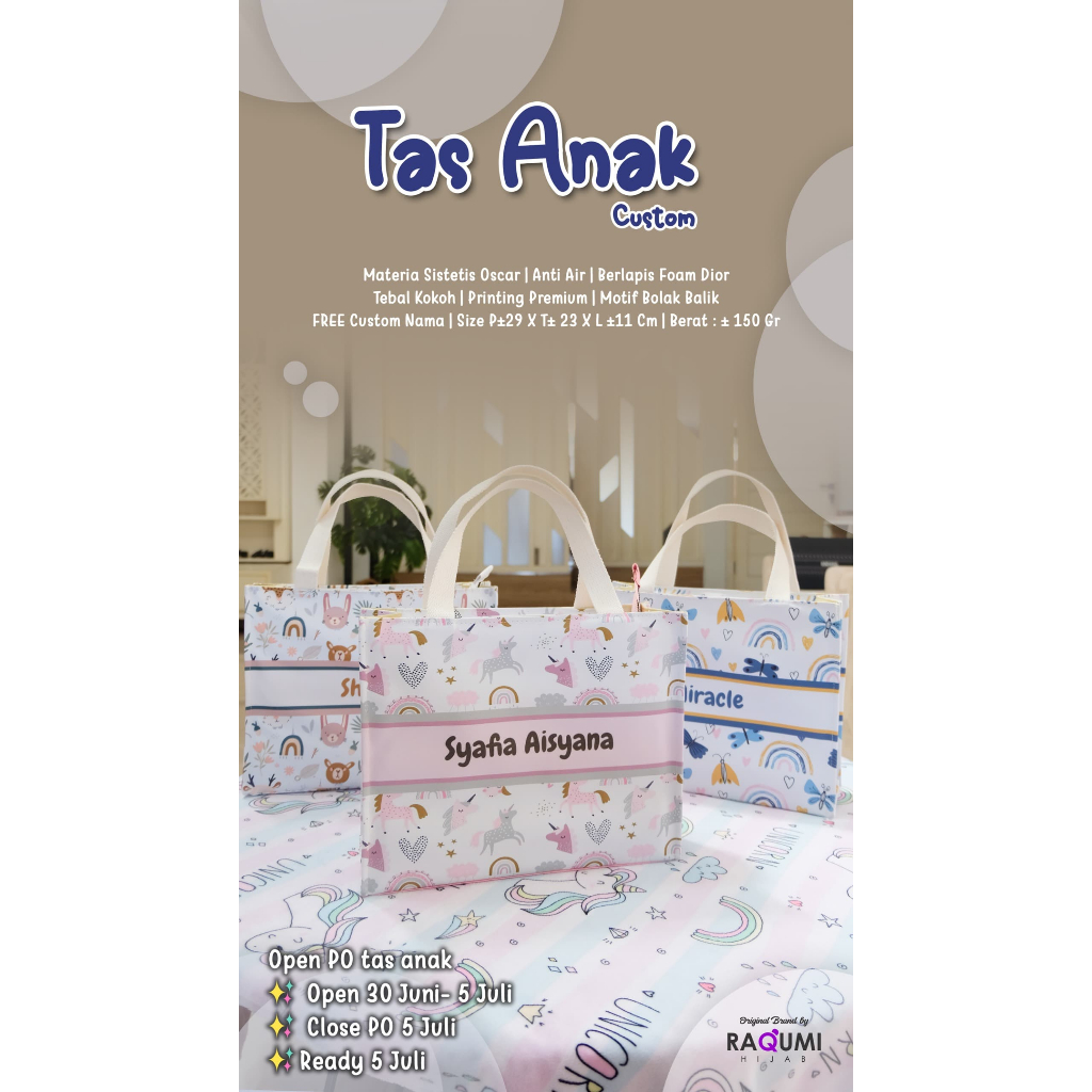Tas Anak Custom Nama ORI Raqumi Hijab