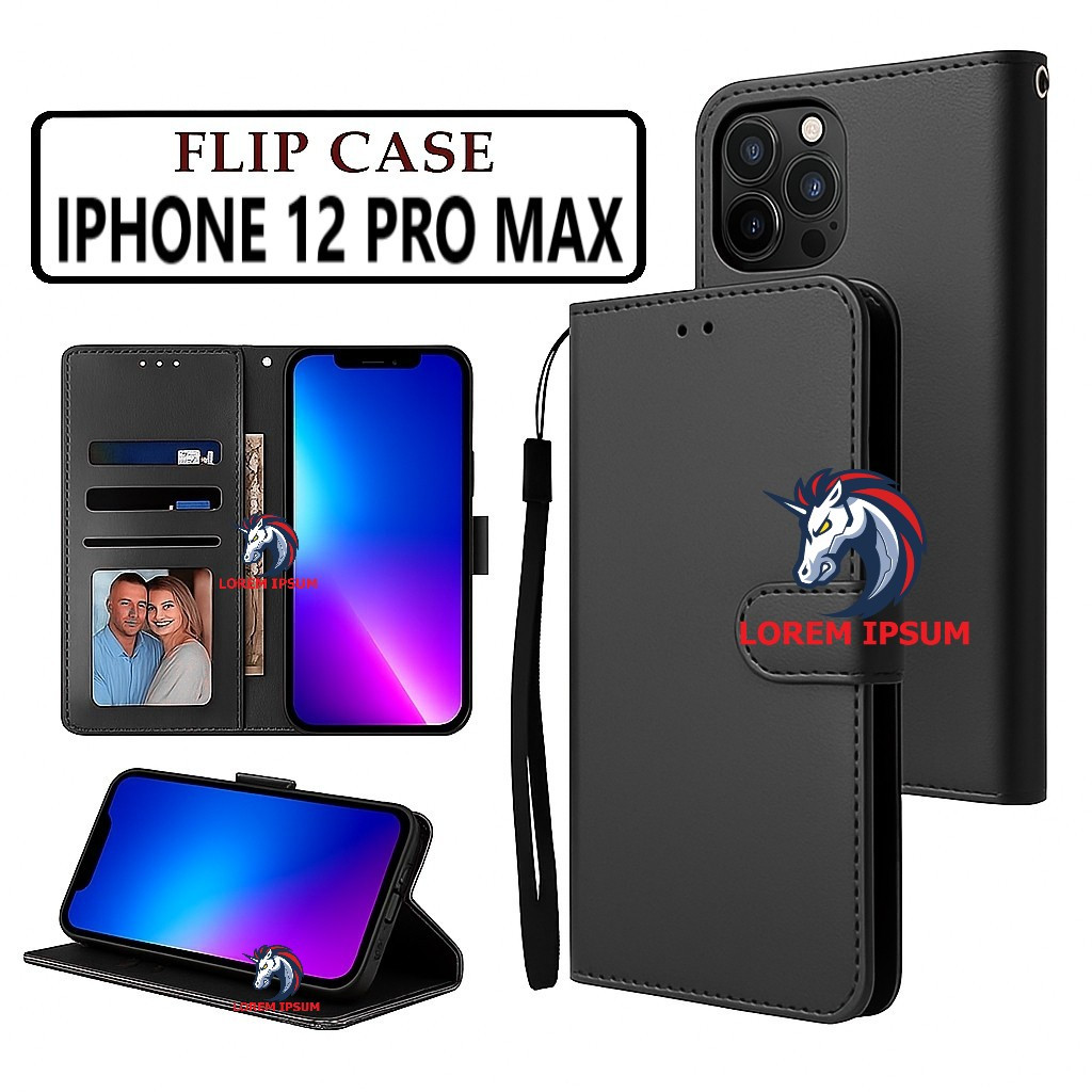 LEATHER CASING IPHONE 12 PRO MAX CASE KULIT FLIP WALLET LEATHER KULIT PREMIUM SARUNG BUKA TUTUP KESI