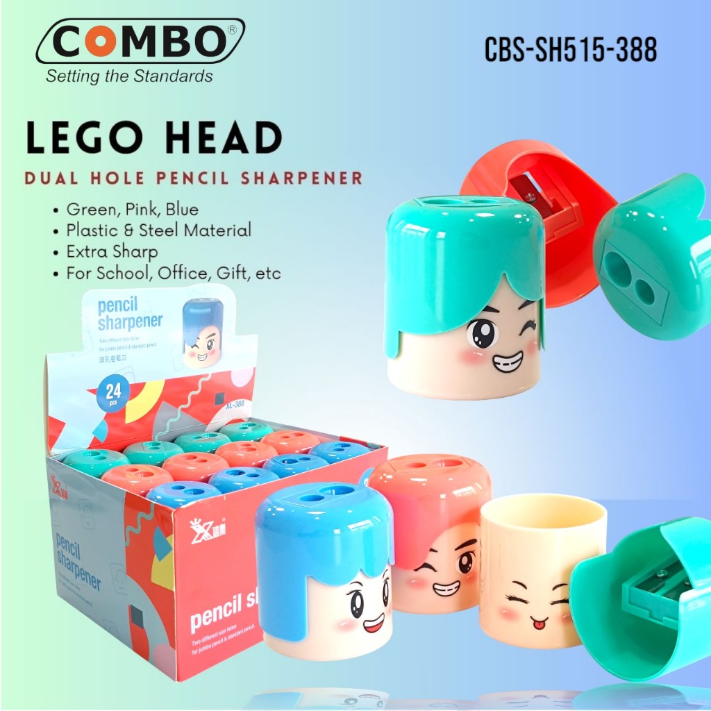 

Serutan Pensil Lego Head / Rautan Pensil 2 Lubang / Pencil Sharpener SH-515 / Pencil Sharpener SH-515 / Serutan Pensil Lucu / Dual Hole Pencil Sharpener COMBO