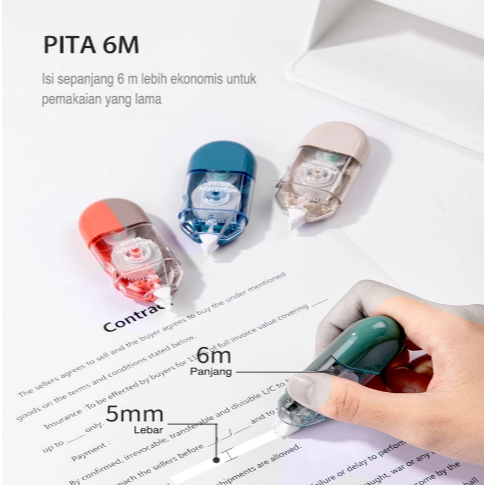 

Deli Nusign Correction Tape 6mm Tip X Kertas Correction Tape Tidak Mudah Robek NS156