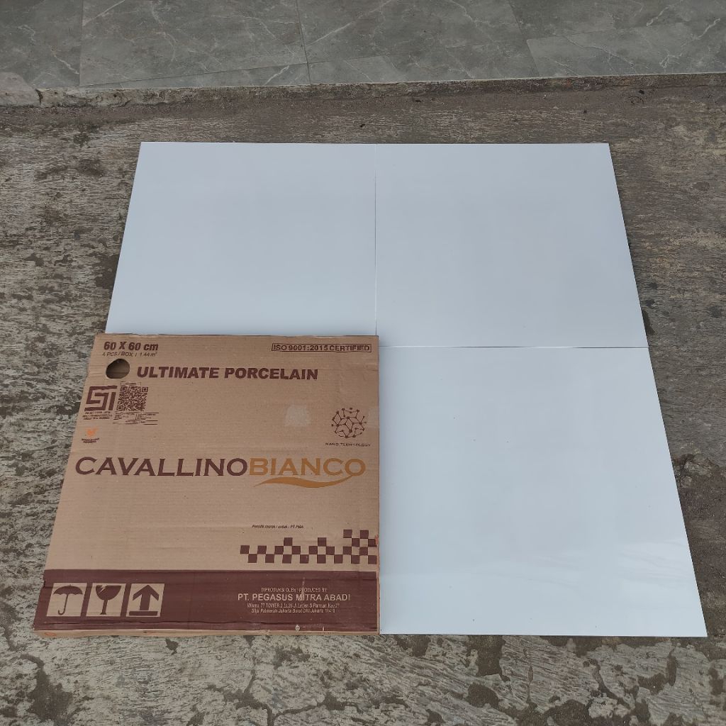 Granit Lantai 60x60 Putih polos Top white cavalino Bianco