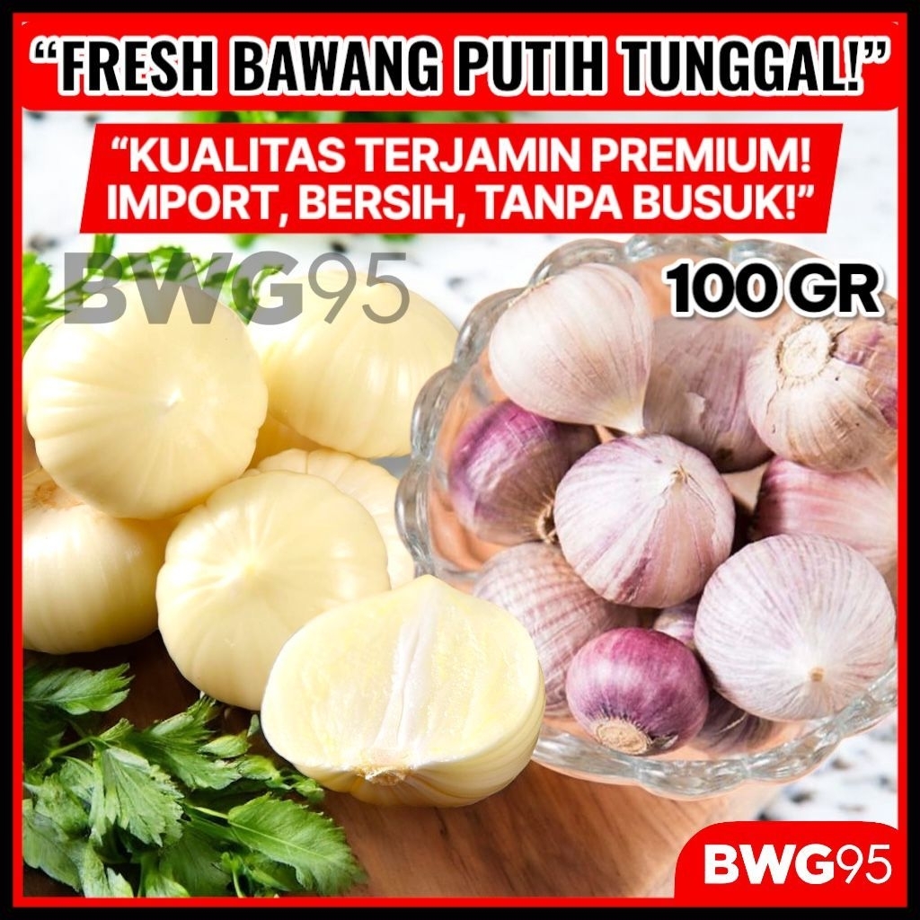 

Bawang Putih Tunggal Fresh 100 gr Bawang Lanang Ukuran Kecil Sedang Besar Jumbo Kualitas Terbaik