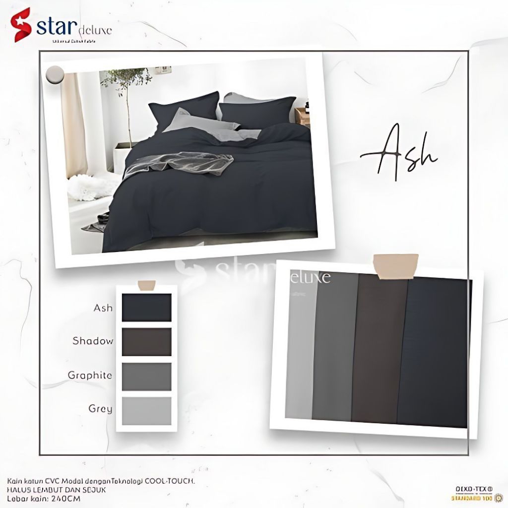 Sprei Set Katun STAR Polos Ash