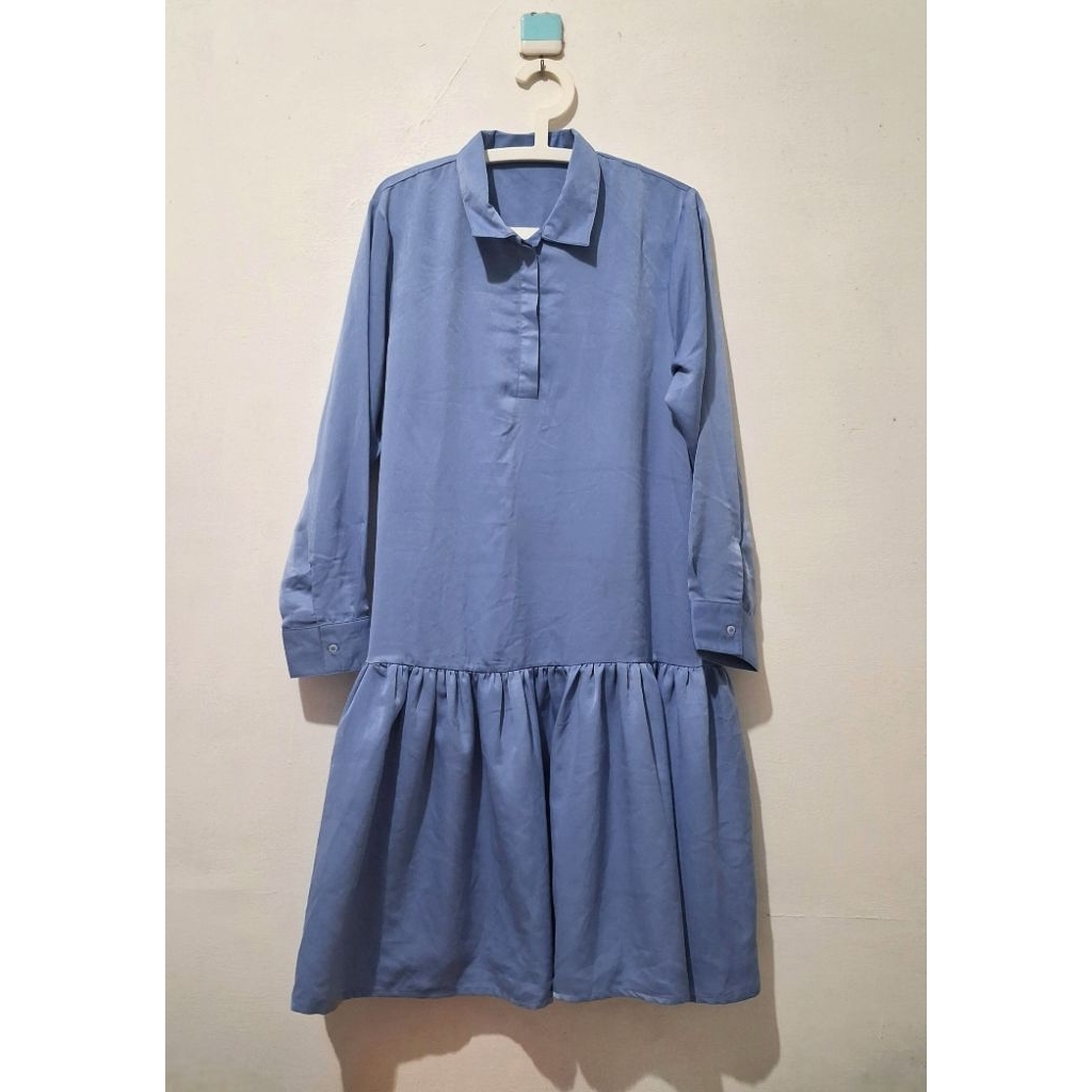 atasan blouse wanita rempel warna royal biru blue preloved
