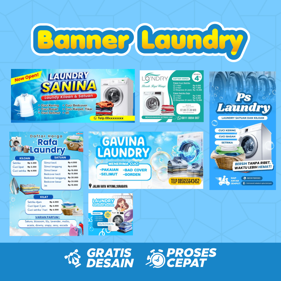 Cetak Print Banner spanduk Laundry Desain Custom