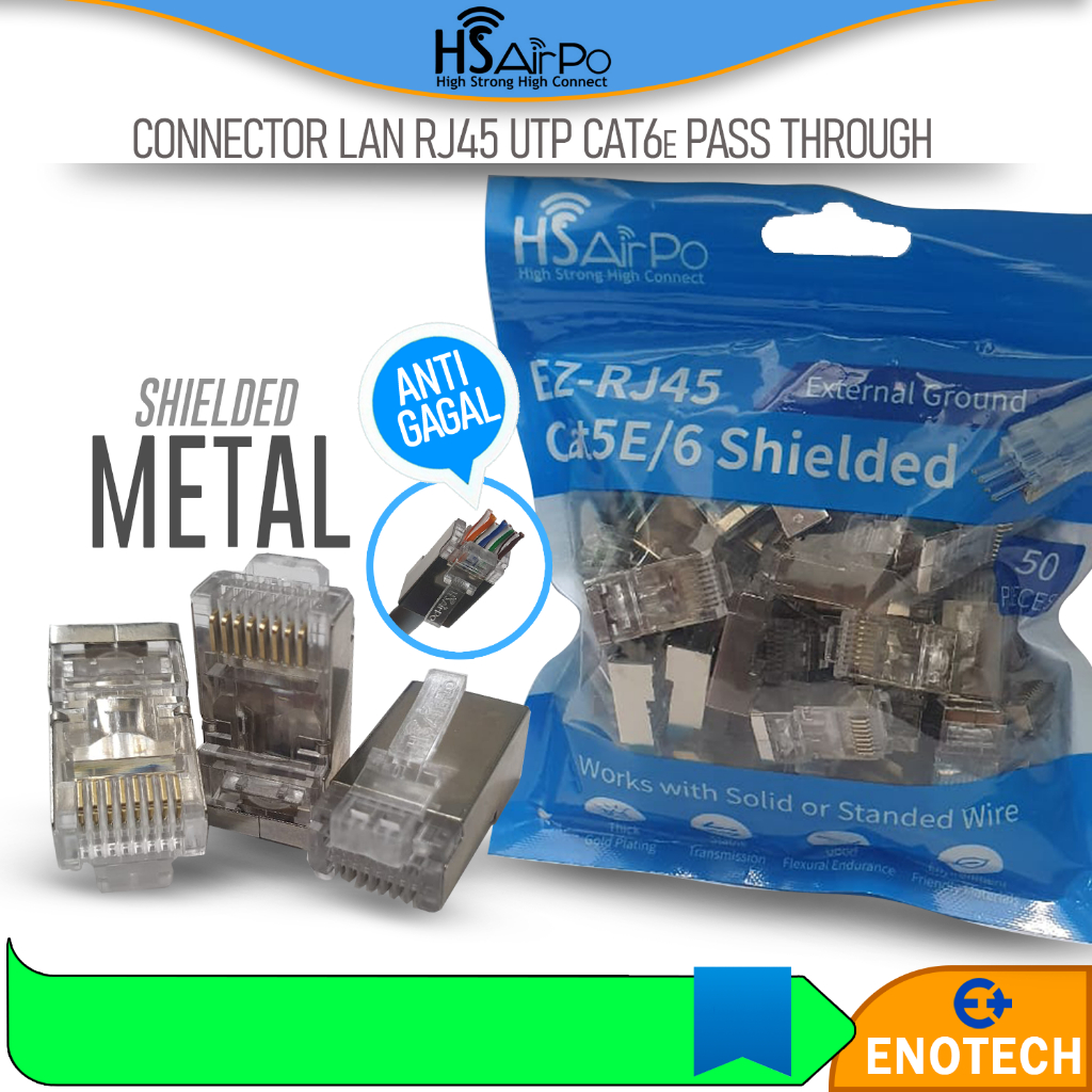 HSAirPO Metal CONNECTOR FTP EZ RJ45 CAT6 isi 50pcs HS RC6EFEZ ANTI GAGAL