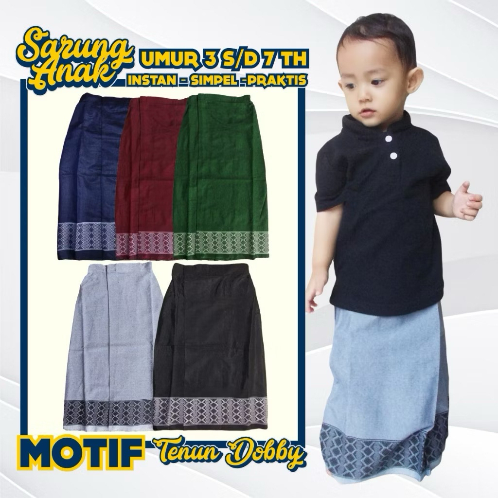 Sarung Instan Anak Model Rok Praktis Sarung instan Motif Sisik Naga Variasi benang Emas