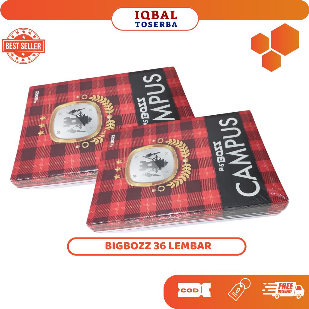 

BigBozz Buku Campus 36 Lembar 1 Pak Isi 10 Pcs - Desain Kotak Merah & Hitam - Gratis Ongkir & COD