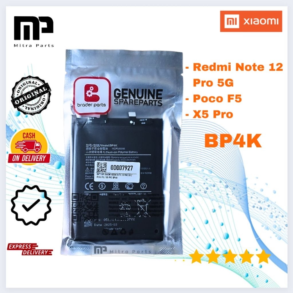 BATERAI XIAOMI REDMI NOTE 12 PRO 5G / POCO F5 / X5 PRO BP4K BRADERPARTS