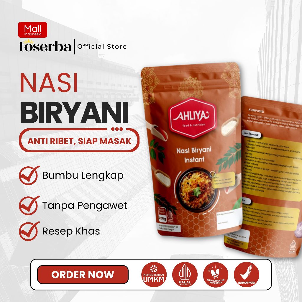 

Beras Basmati [220gr] + Bumbu instan Komplit Nasi Biryani Khas Timur Tengah
