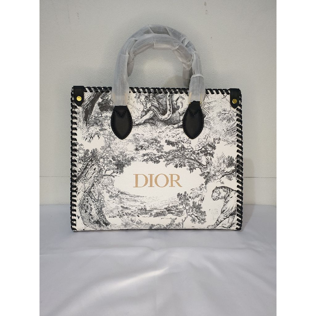 Tas Tangan Handbag Wanita Putih Hitam Leopart