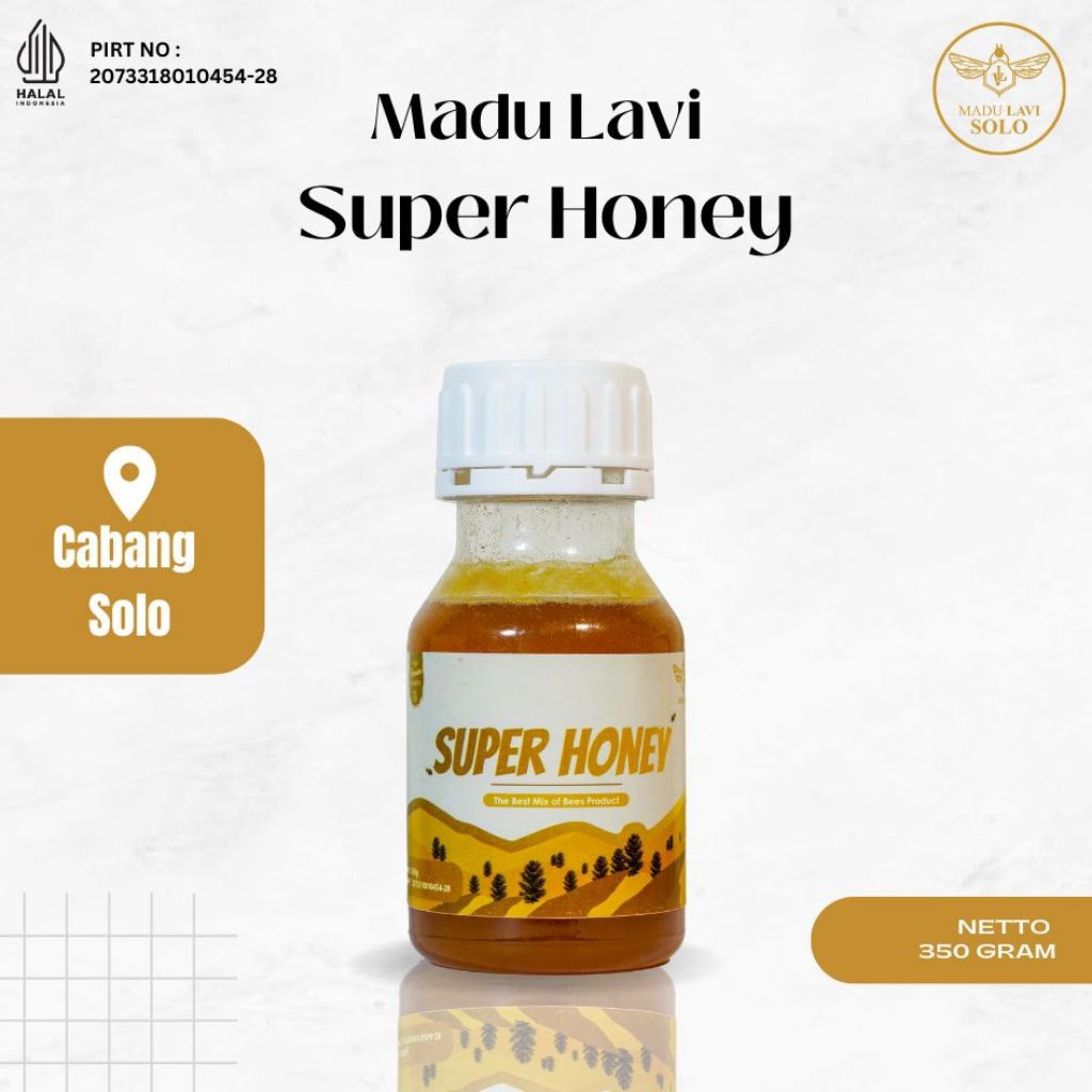 

[ Madu Lavi Solo ] Super Honey mix Raw Honey Royal Jelly Beepollen dan Propolis Kemasan 350gr