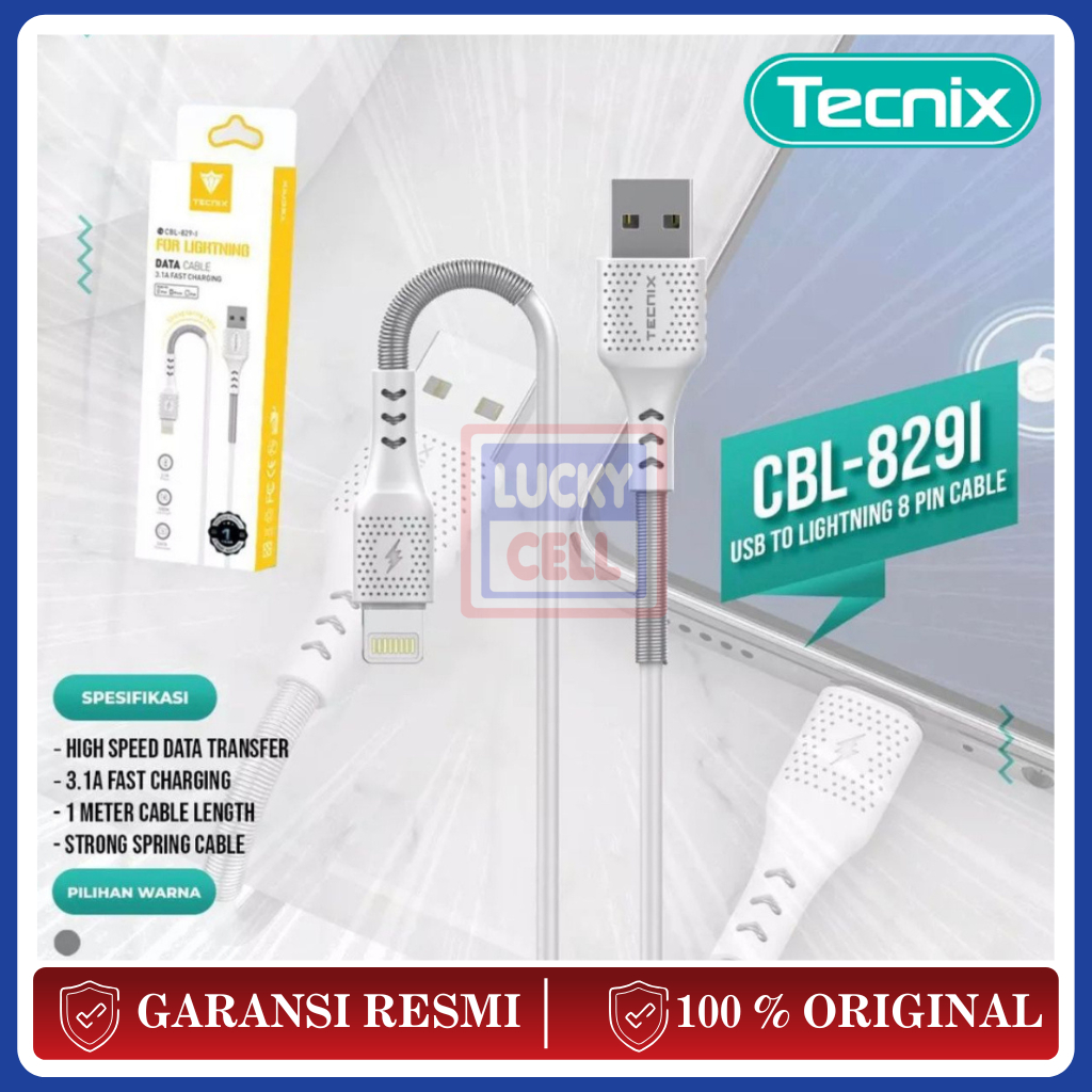 Tecnix CBL-829 i / CBL-829 M Kabel Data Lightning / Micro Strong Spring Kabel 3.1A Fast Charging - O