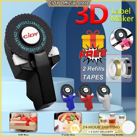 

CIDY lable maker priter Dymo Embossing name DIY Tape Manual Typewriter Bawa 2 gulungan pita melekat