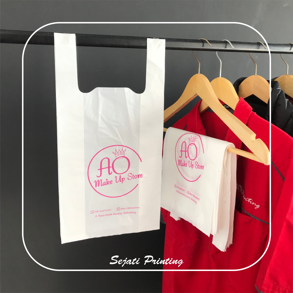 

(Isi 100 pcs) Plastik Sablon Murah HD Kresek 24,26,28 , FREE DESAIN - SEJATIPRINTING