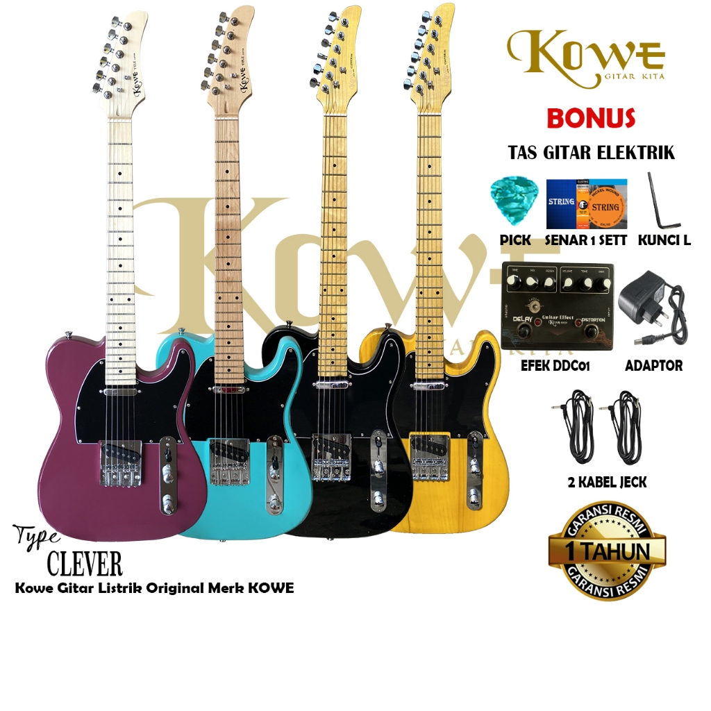 Gitar Elektrik model Clever merk KOWE Original Free Efek Gitar model Kowe DDC01