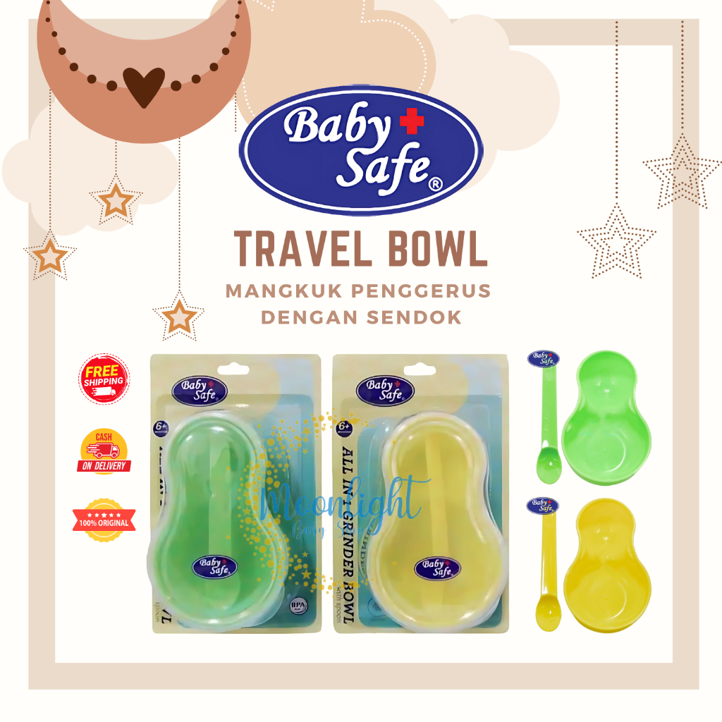 Baby Safe BS352 All in 1 Grinder Bowl with Spoon Hijau Tempat Makan Bayi / Travel Bowl Baby Safe / M