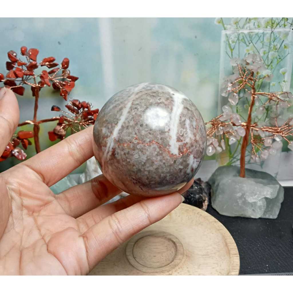 Batu Alam Natural Coral Jasper Sphere (3)