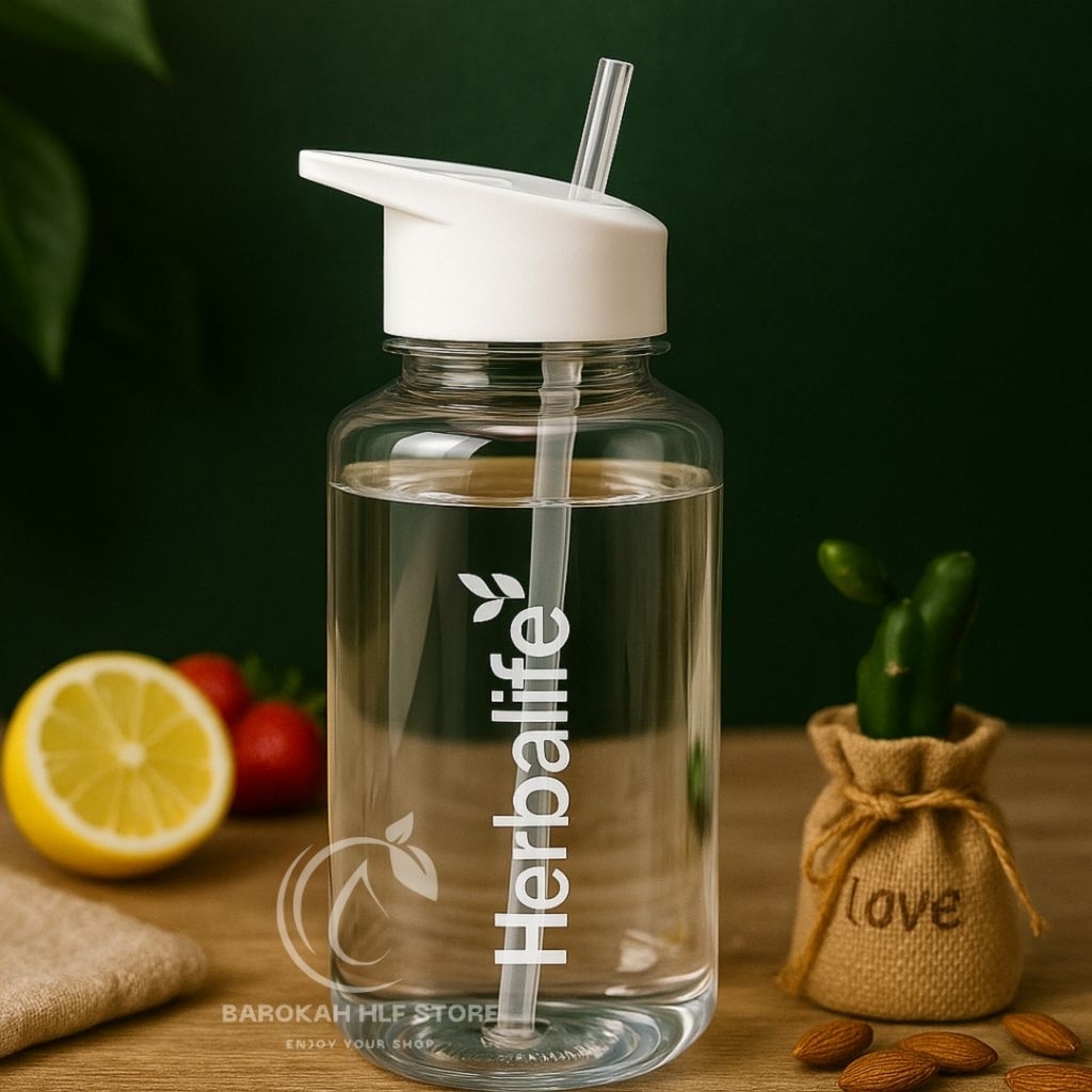 Botol air minum collagen HLF 1 Liter Ada Sedotan - Botol Minum Herb*life - Botol Minum Viral