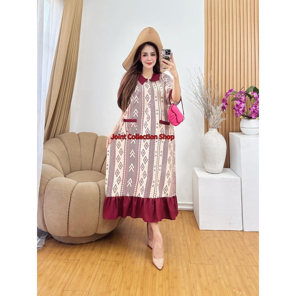 Daster Etnik Rempel Pola Grafis Minimalis Bahan Rayon Premium Busui Friendly