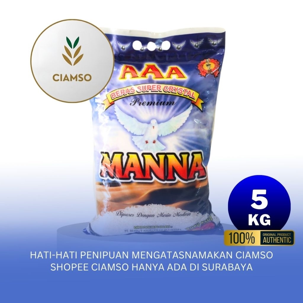 

Beras Manna 5kg – Pulen, Tidak Mudah Basi, Putih Bersih | Cocok untuk Konsumsi Harian & Stok Rumah