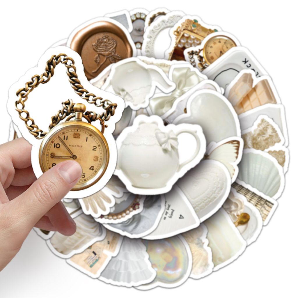 

[50 Pcs] DECO STICKER | STICKER DIY | JURNAL AESTHETIC stiker grafiti gaya ins putih yang dipersonalisasi lintas batas kecil segar Guka DIY stiker gelas air bagasi