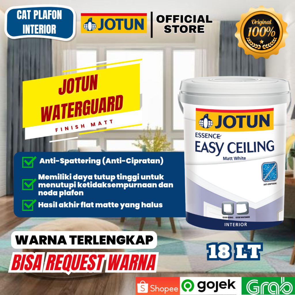 (KHUSUS INSTANT) JOTUN ESSENCE EASY CEILING 18L CAT PLAFON JOTUN EASY CEILING WHITE