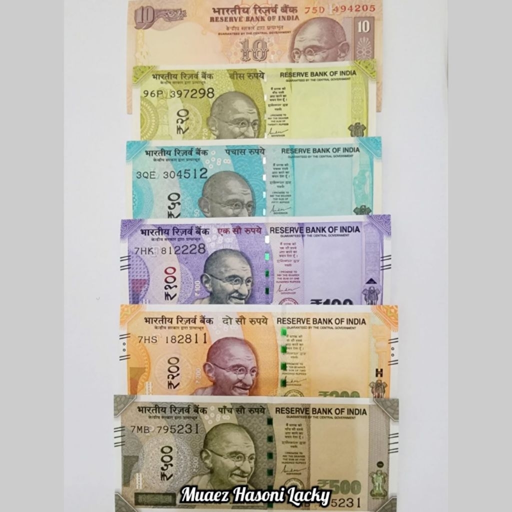 India Rupee Satu Set Paket Lengkap 10 20 50 100 200 Dan 500 Rupee
