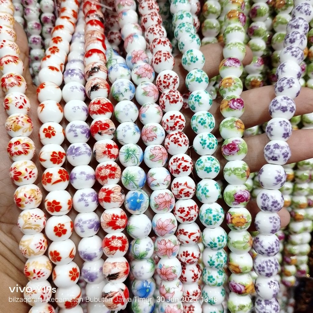 

(±35pcs)mutiara keramik lukis 10mm