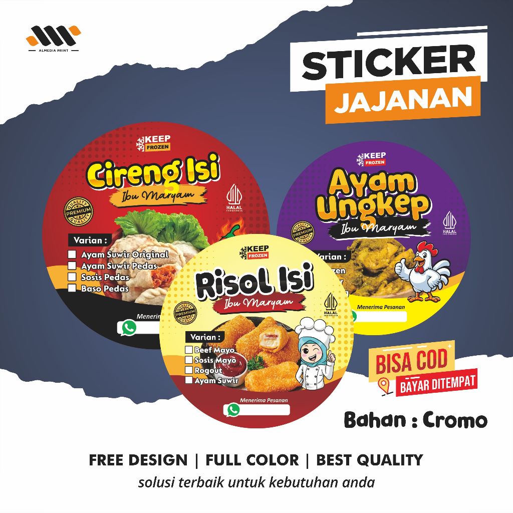 

(MINIMAL 100 PCS) Sticker Jajanan